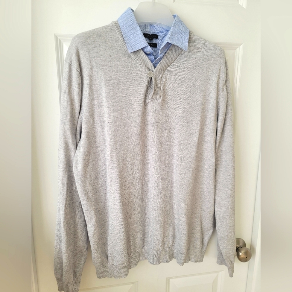 Men's Faux Collar Pullover Sweater
